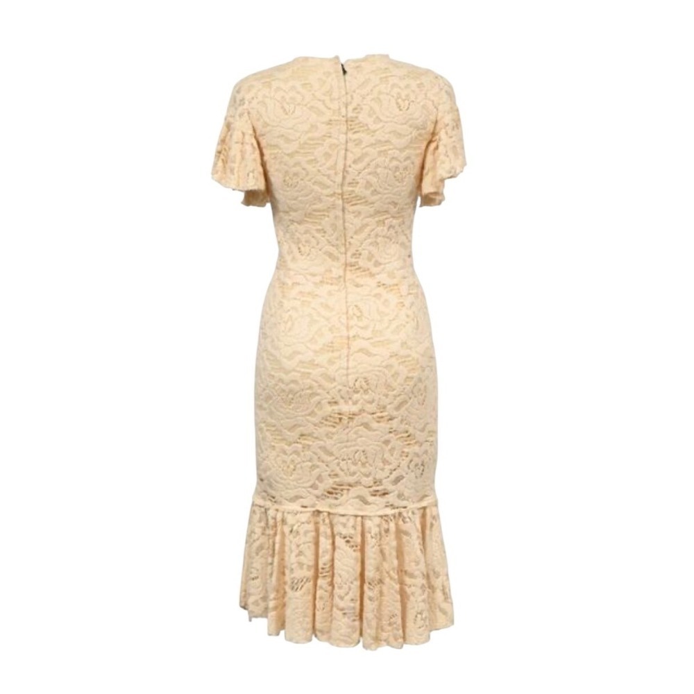 Dolce & Gabbana Cream Floral Lace Flutter Sleeve Mermaid Midi Dress IT 40 - Picture 2 of 12